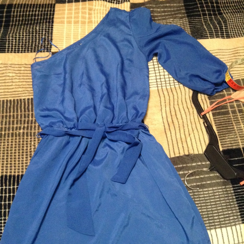 Royal blue one shoulder dress